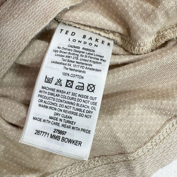 Ted Baker Bowker Shirt Mens 3 Medium Tan Crewneck New Classic Clean Pullover - Picture 3 of 9